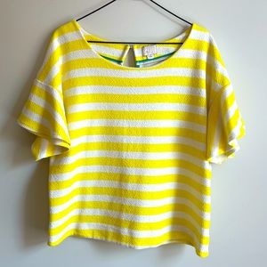 Anthro Postmark Butterfly Sleeve Striped Top